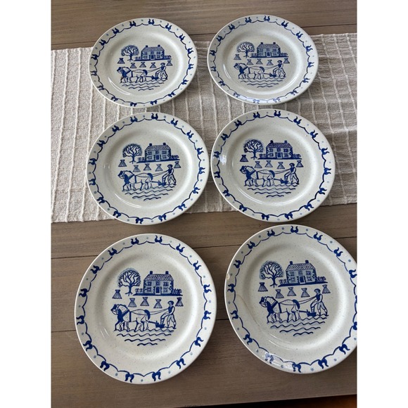 Metlox Other - Vintage Metlox Poppytrail Provincial Blue Dinner Plates Set of 6 Farmhouse 9.5in